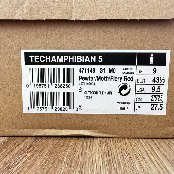 NEW Salomon TECHAMPHIBIAN 5 Men's Water Shoes Size 9.5 Pewter/Moth/Fiery Red - Picture 14 of 15